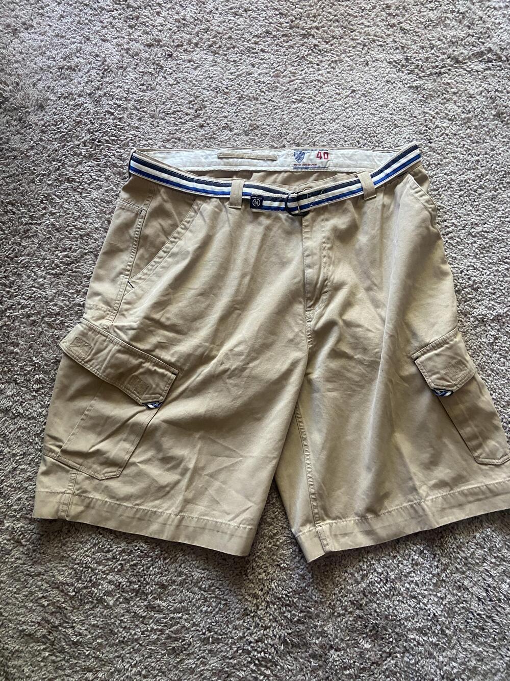 Nautica Jeans Company Cargo Shorts Mens 40 Beige Relaxed Fit Pockets Casual